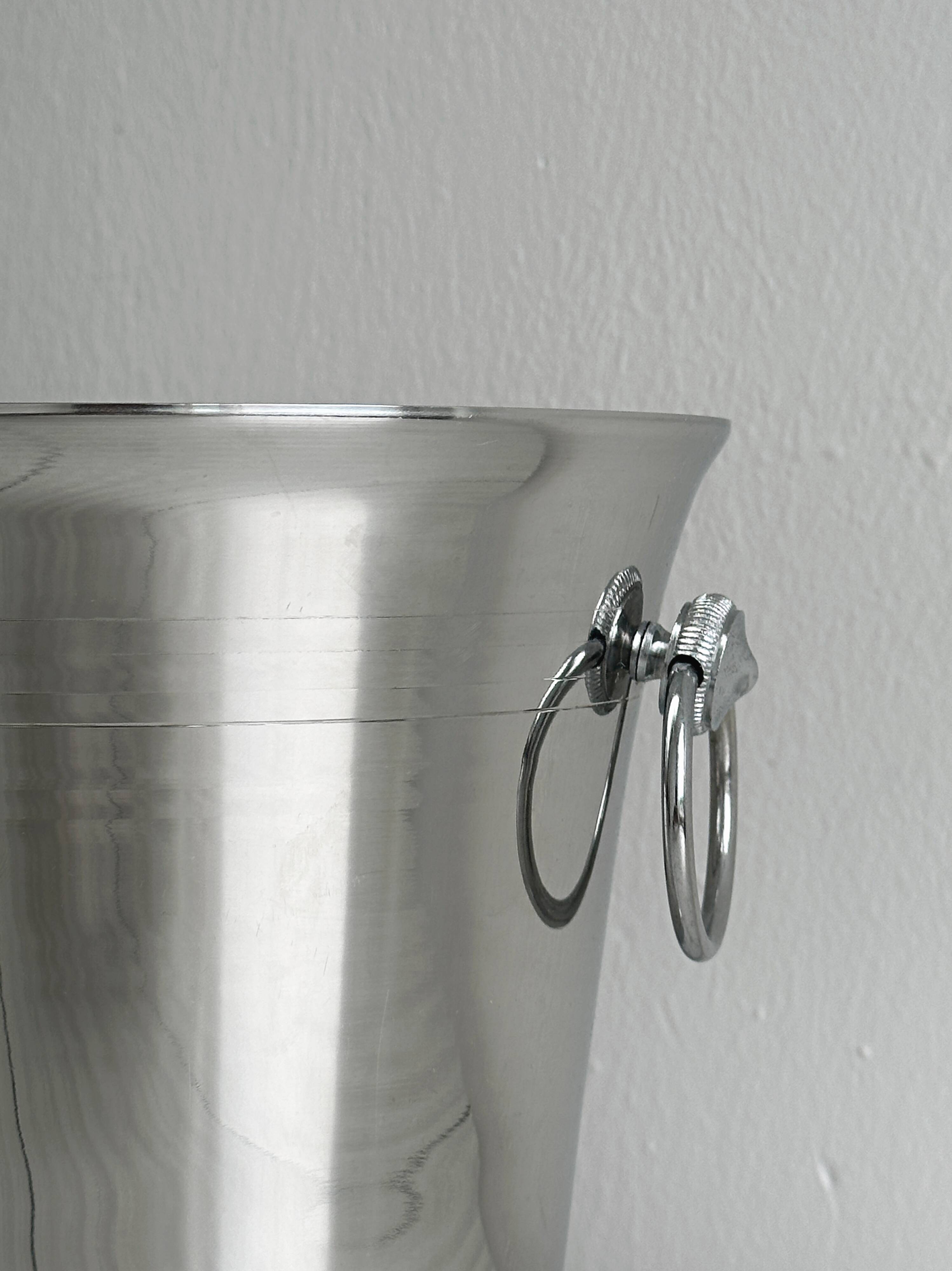 Lightweight silver stainless steel champagne bucket