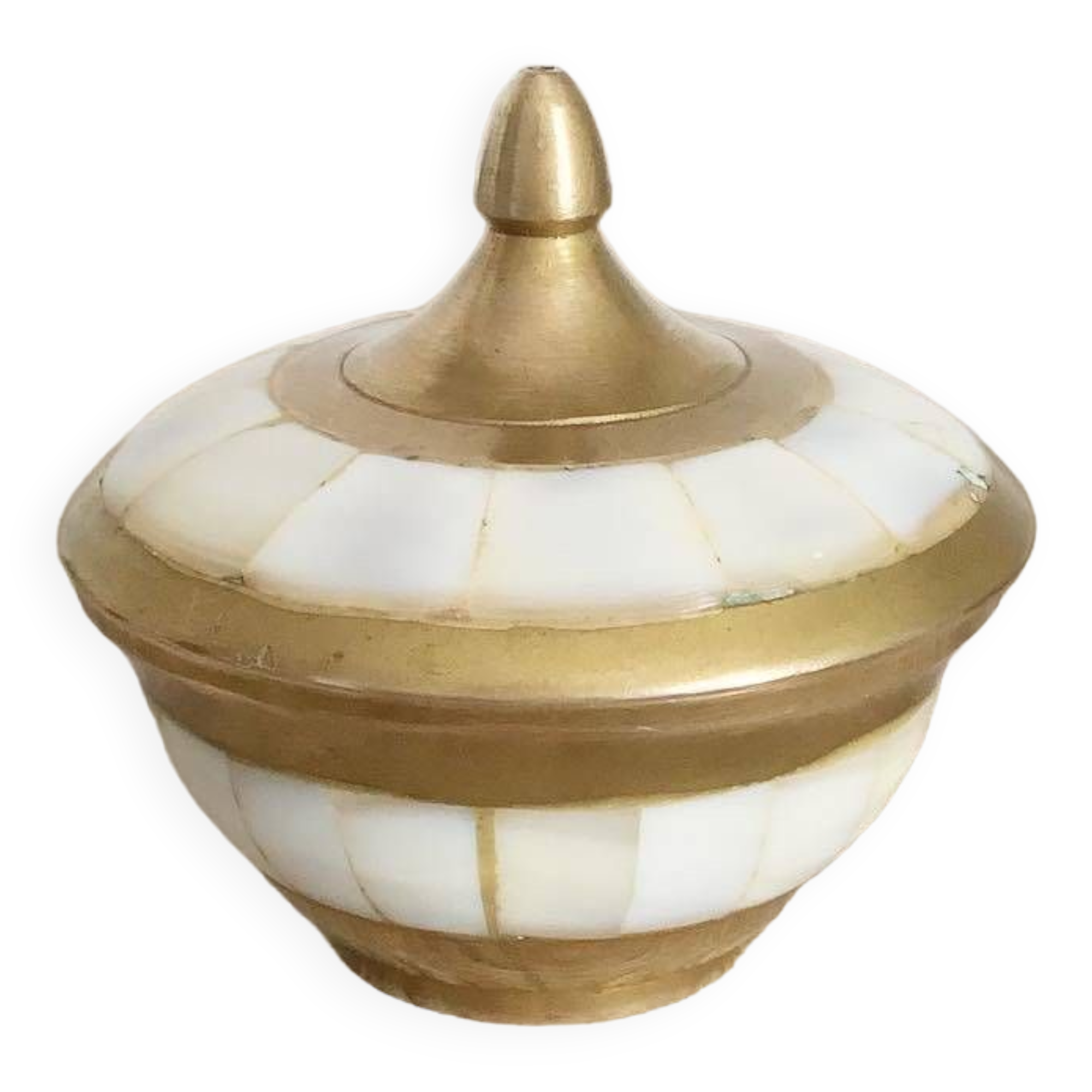 Vintage brass and mother-of-pearl box