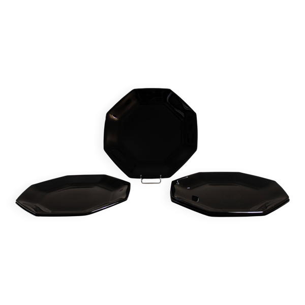 6 assiettes plates « Octime » Arcoroc noires (lot 2)