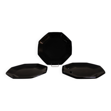 6 assiettes plates « Octime » Arcoroc noires (lot 2)
