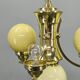 Art Deco Brass and Opaline Glass Chandelier, 1930s