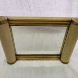 Miroir parchemin laiton bois ancien vintage 22x16cm
