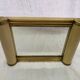 Vintage antique wood brass parchment mirror 22x16cm