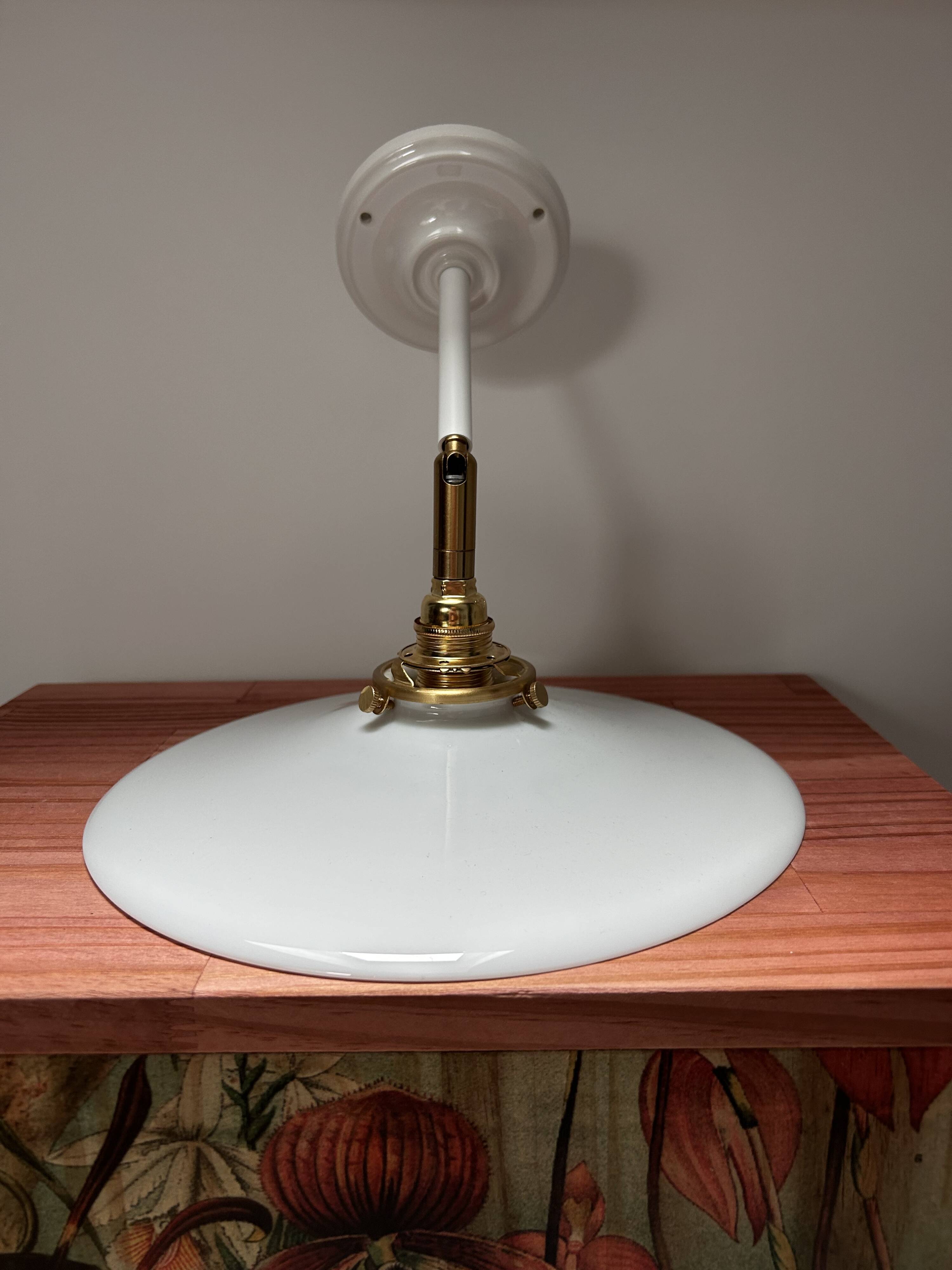 Vintage white opaline wall light