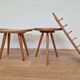 Set of Rattan and Wood Stools with Wall Coat Rack ULUV, Jan Kalous, 1960s
