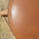 Pair of bar stools, wood and faux leather