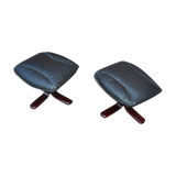 Swedish Leather Footstool, 1970s, Set of 2