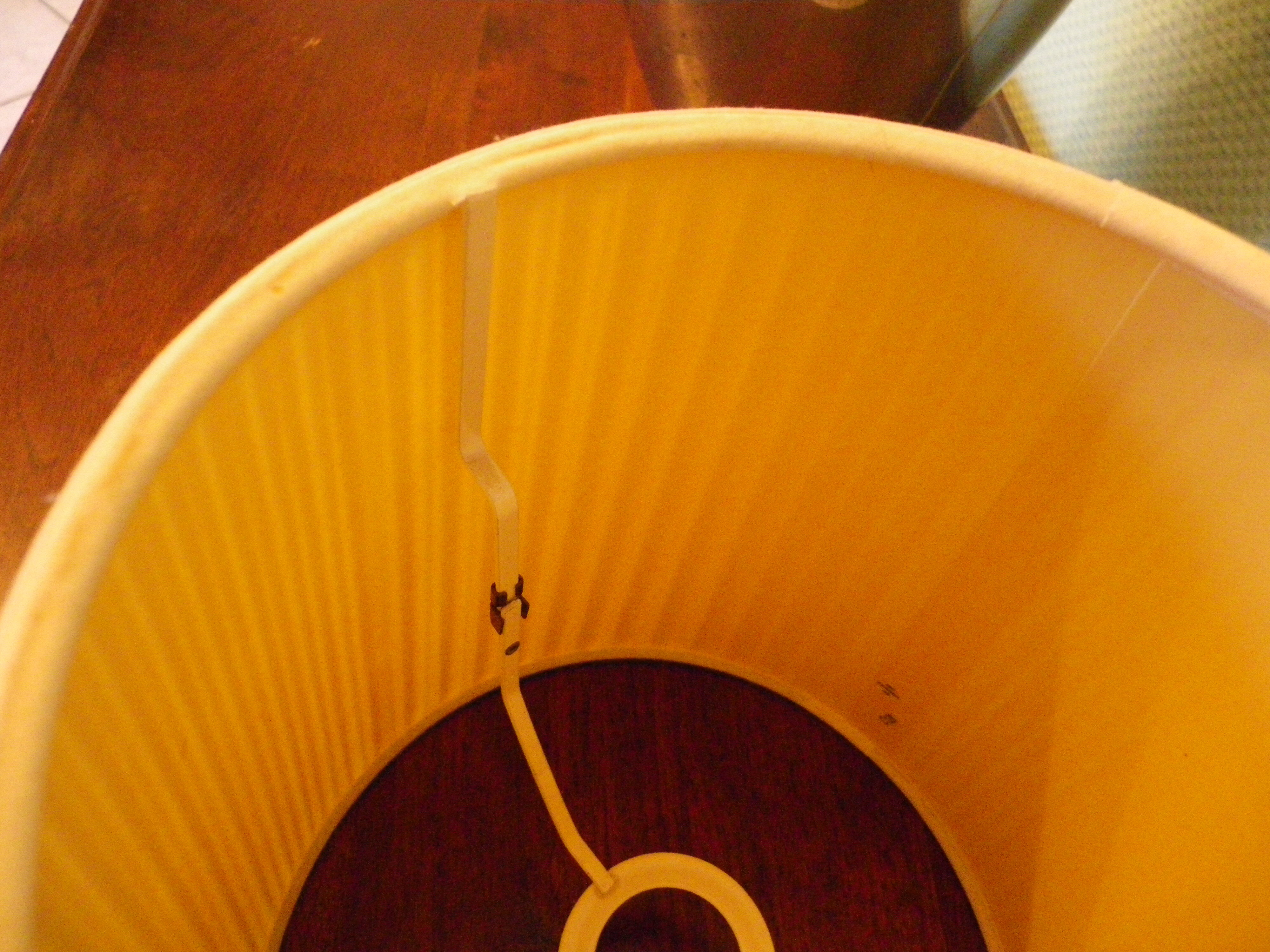 Living room mood lamp, silver metal base, wooden base, pleated lampshade