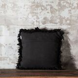 Black Berber cushion in wool 40x40