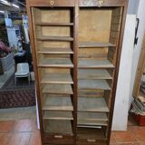 Antique double curtain oak cabinet