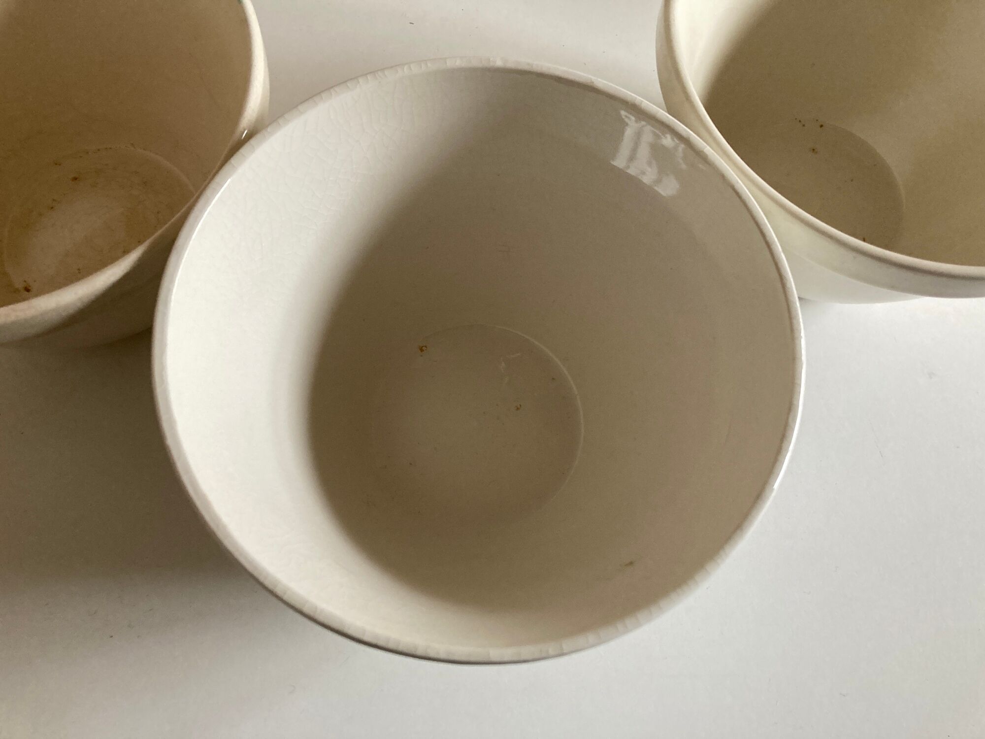 Set of 3 bowls in faience English iron land 1900 mixing bowl 30