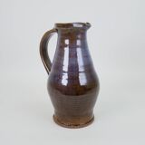Beautiful blue-brown ceramic pitcher signed under the base