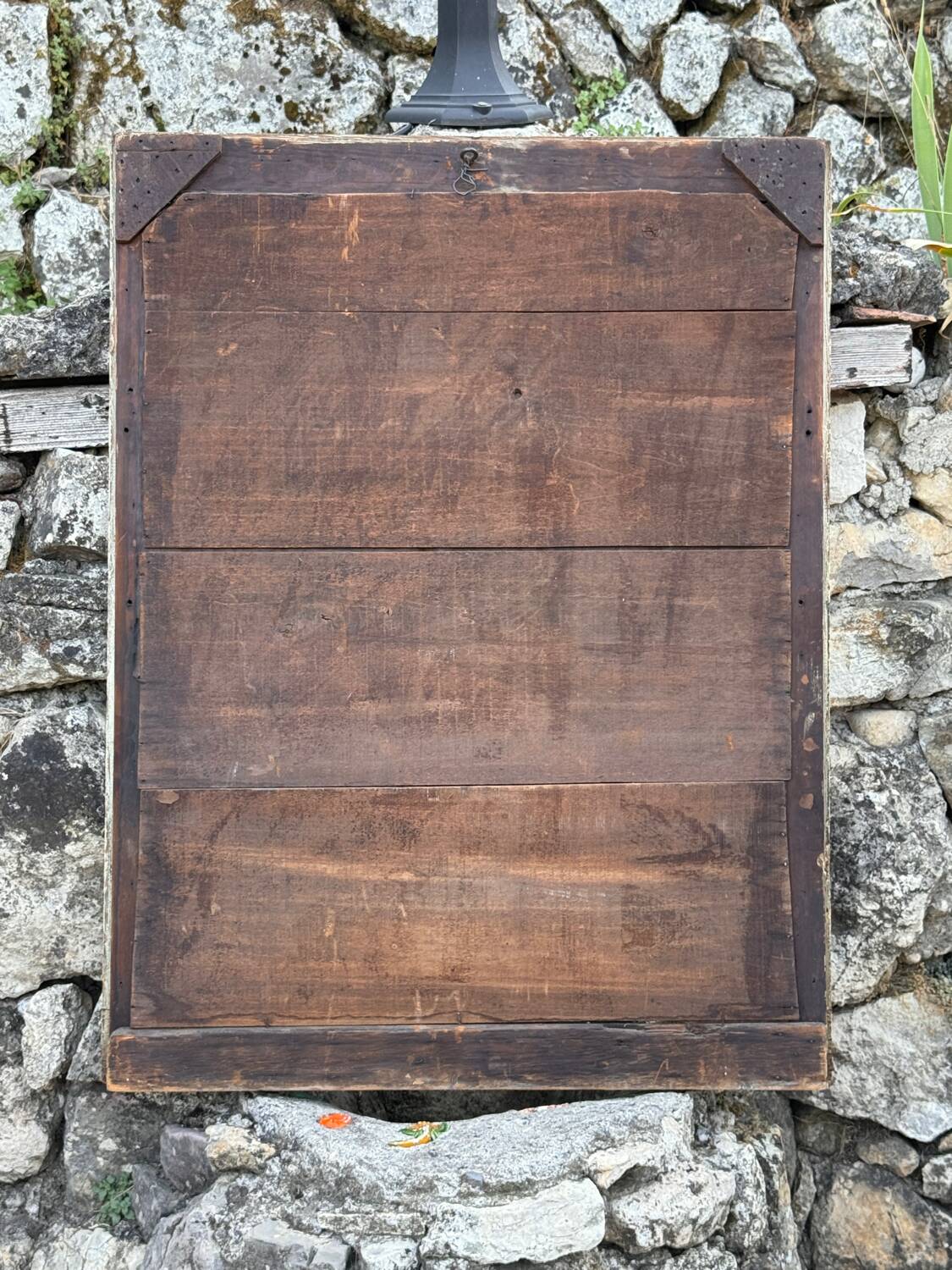 18th century painted wooden mirror