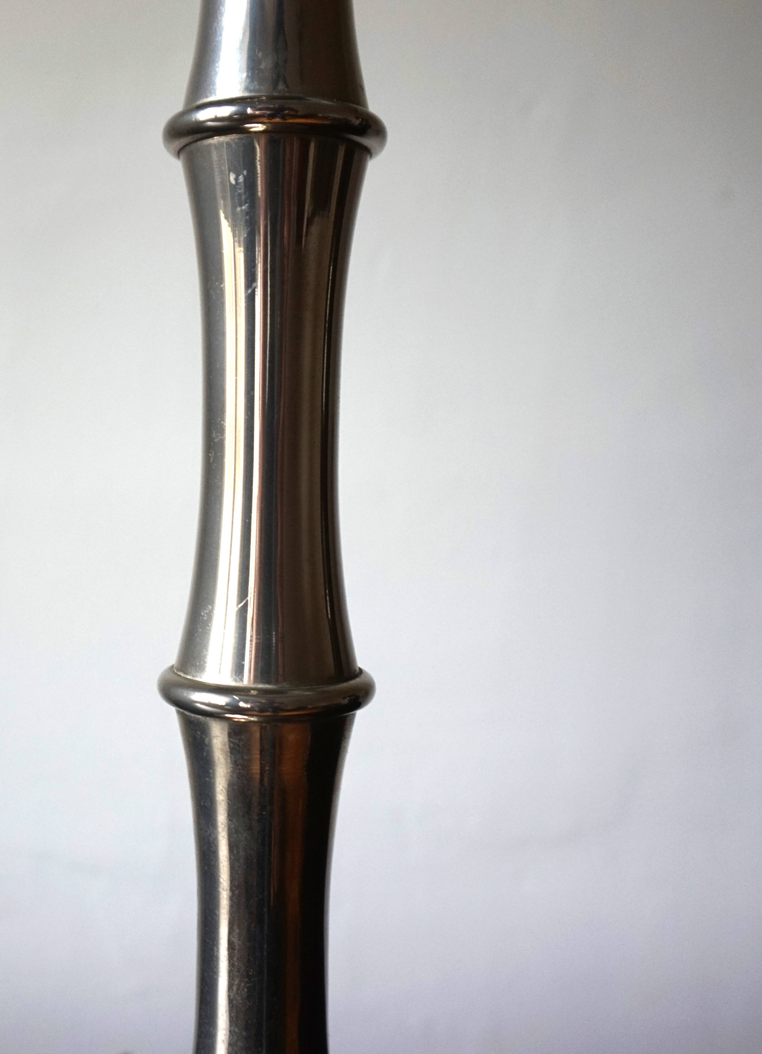 Table lamp made of chrome-plated