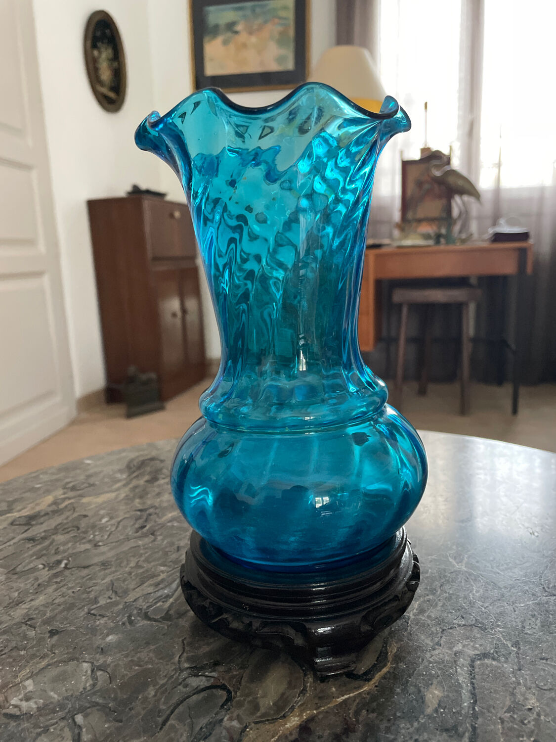 Vase en cristal bleu Georges Sand XIXeme siècle