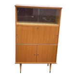 Vintage Scandinavian glass secretary with 3 doors and compass legs 145cm