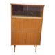 Vintage Scandinavian glass secretary with 3 doors and compass legs 145cm
