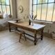 Solid oak drapery farmhouse table 2m5 XL