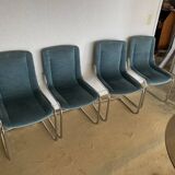 Ensemble 4 chaises design en acier et tissu