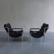 Pair of mid-century modern tubular lounge chairs
