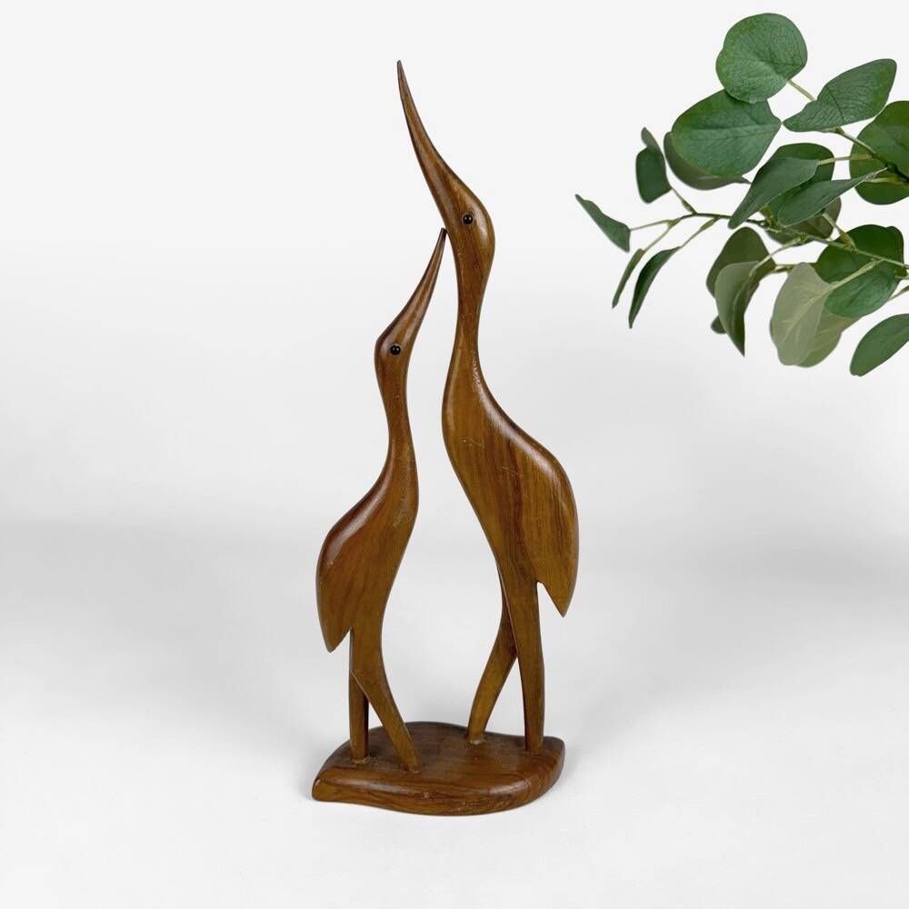 Sculpture of a couple of ibises in teak from the 60s