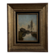 Oil on cardboard by Paul Faugier riverside landscape with poplars