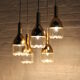 Hanging lamp brass waterfall and blown glass
