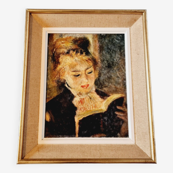 Tableau avec belle reproduction de 1938 de Renoir "Le Lecteur"