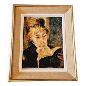 Tableau avec belle reproduction de 1938 de Renoir "Le Lecteur"
