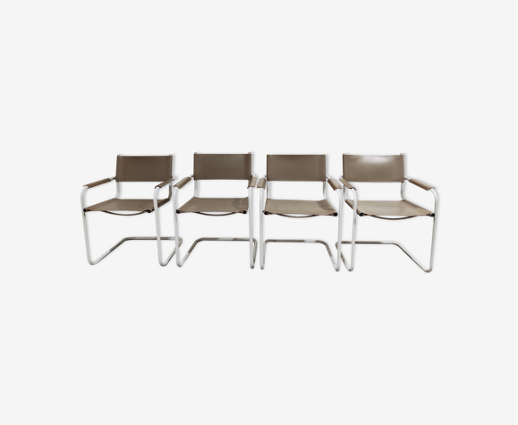 Ensemble de 4 chaises à manger en porte-à-faux, années 1980