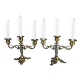 Pair of gilded metal rockery candlesticks