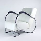 1930s Chrome & Leather Armchair By Hynek Gottwald, Czechoslovakia
