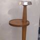 Vintage 1970 wooden pedestal ashtray with shelf