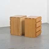 Paire de commodes en pin massif par Maison Regain, années 70