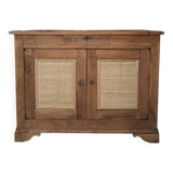 Country sideboard in solid wood and rattan