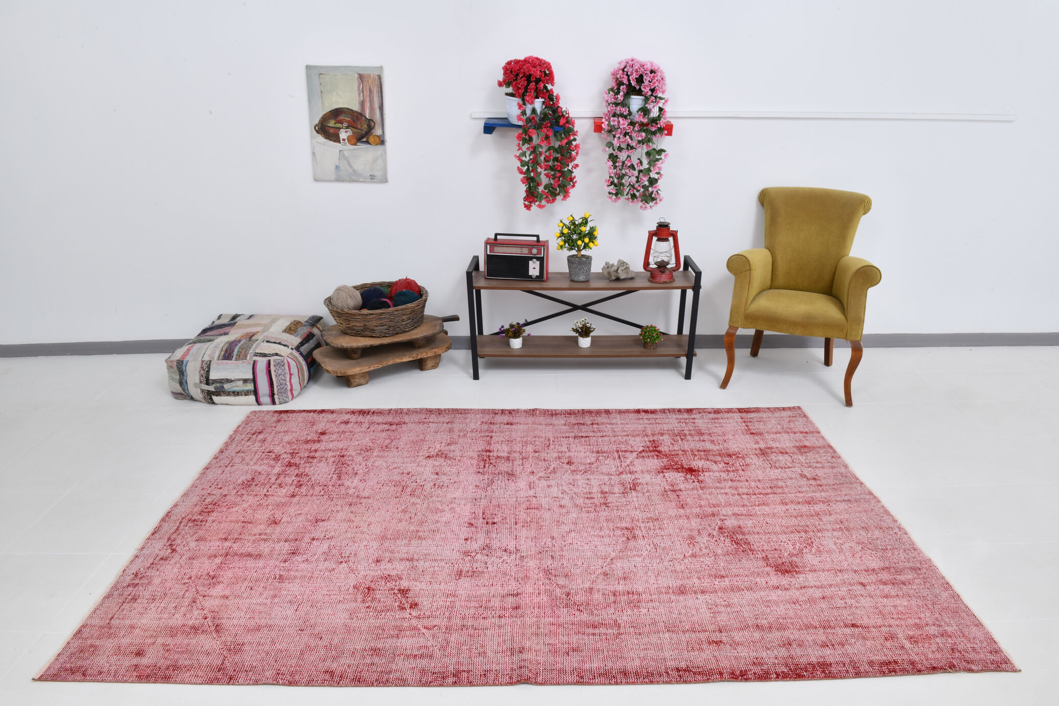 Pale red modern vintage rug