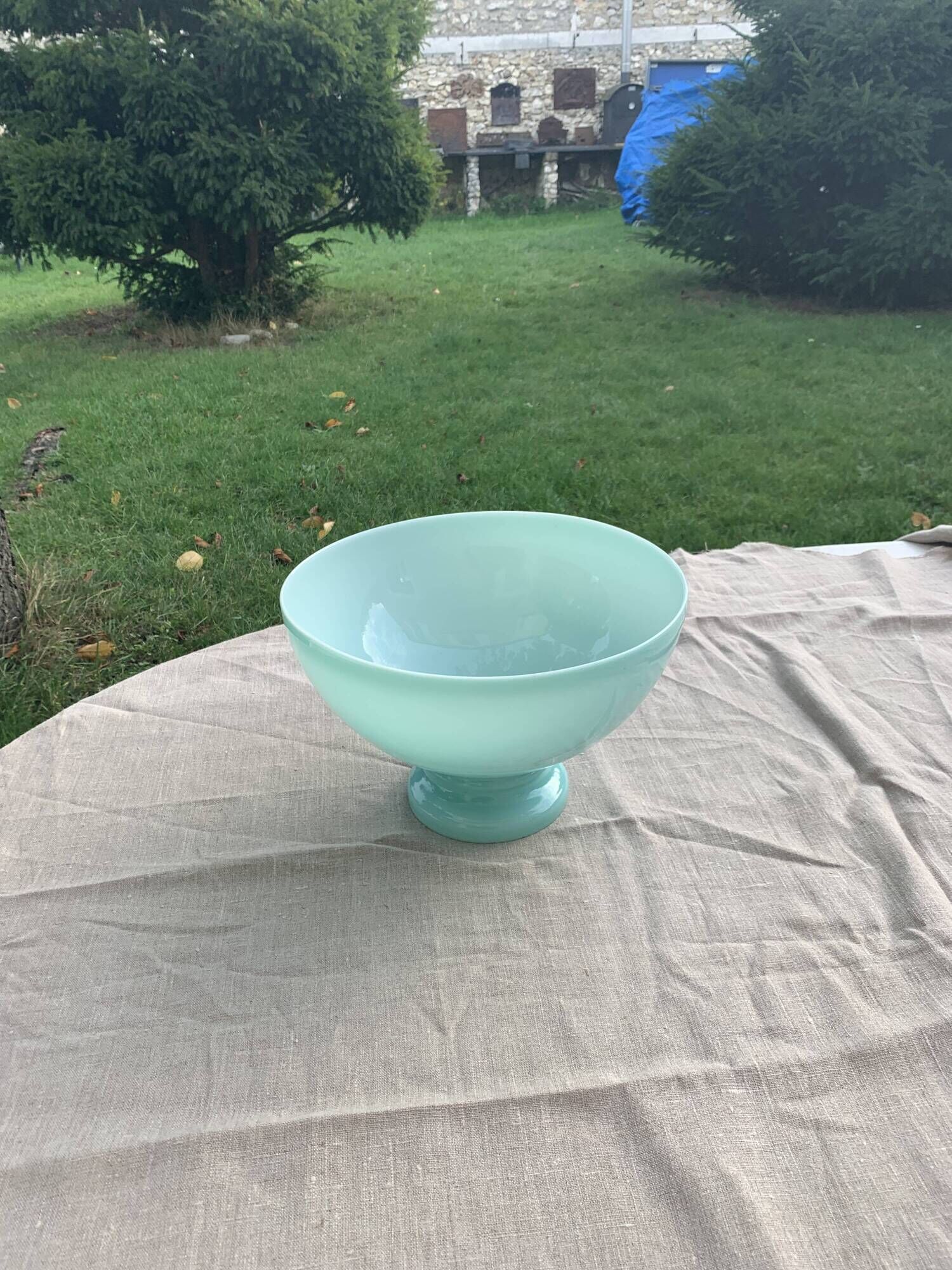 Mint green opaline globe for lamp or vintage kerosene lamp