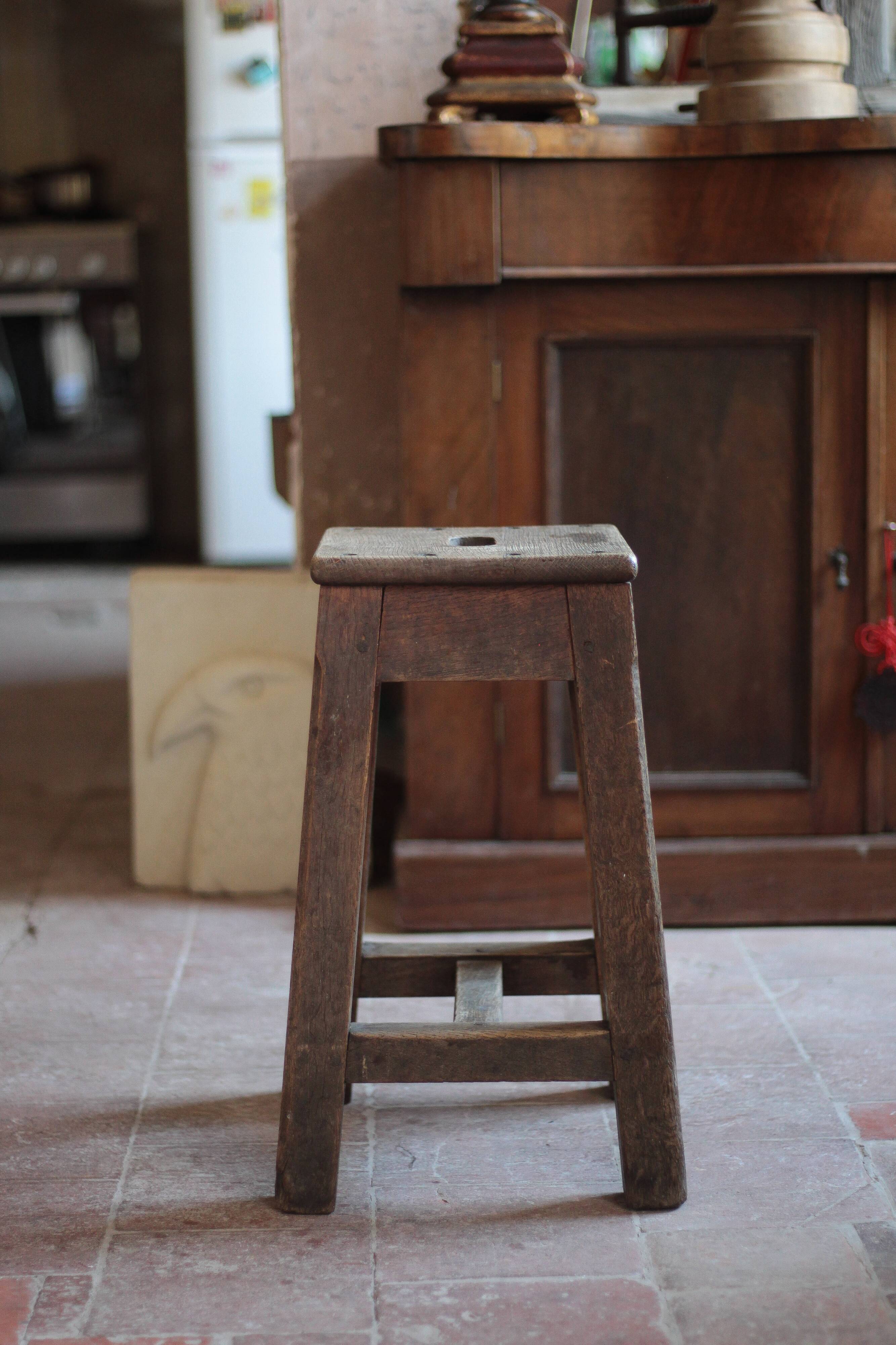 Vintage stool, solid oak stool, accent chair, decor