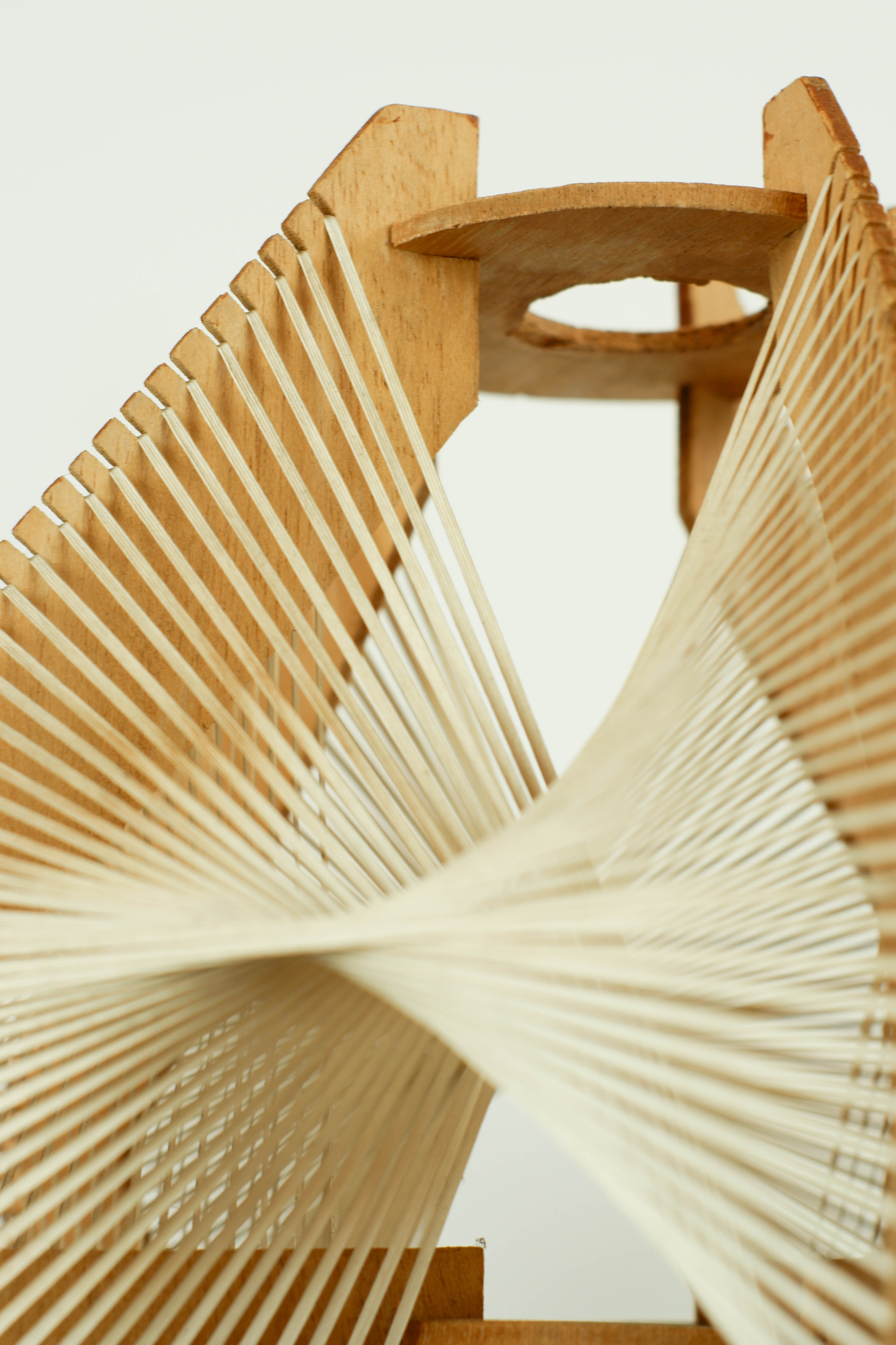 Lampshade for suspension in wire and wood