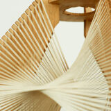 Lampshade for suspension in wire and wood