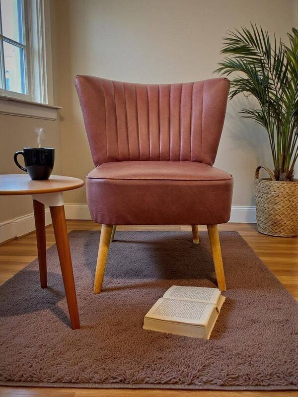 Fauteuil cocktail vintage rose / fauteuil une place / fauteuil rétro
