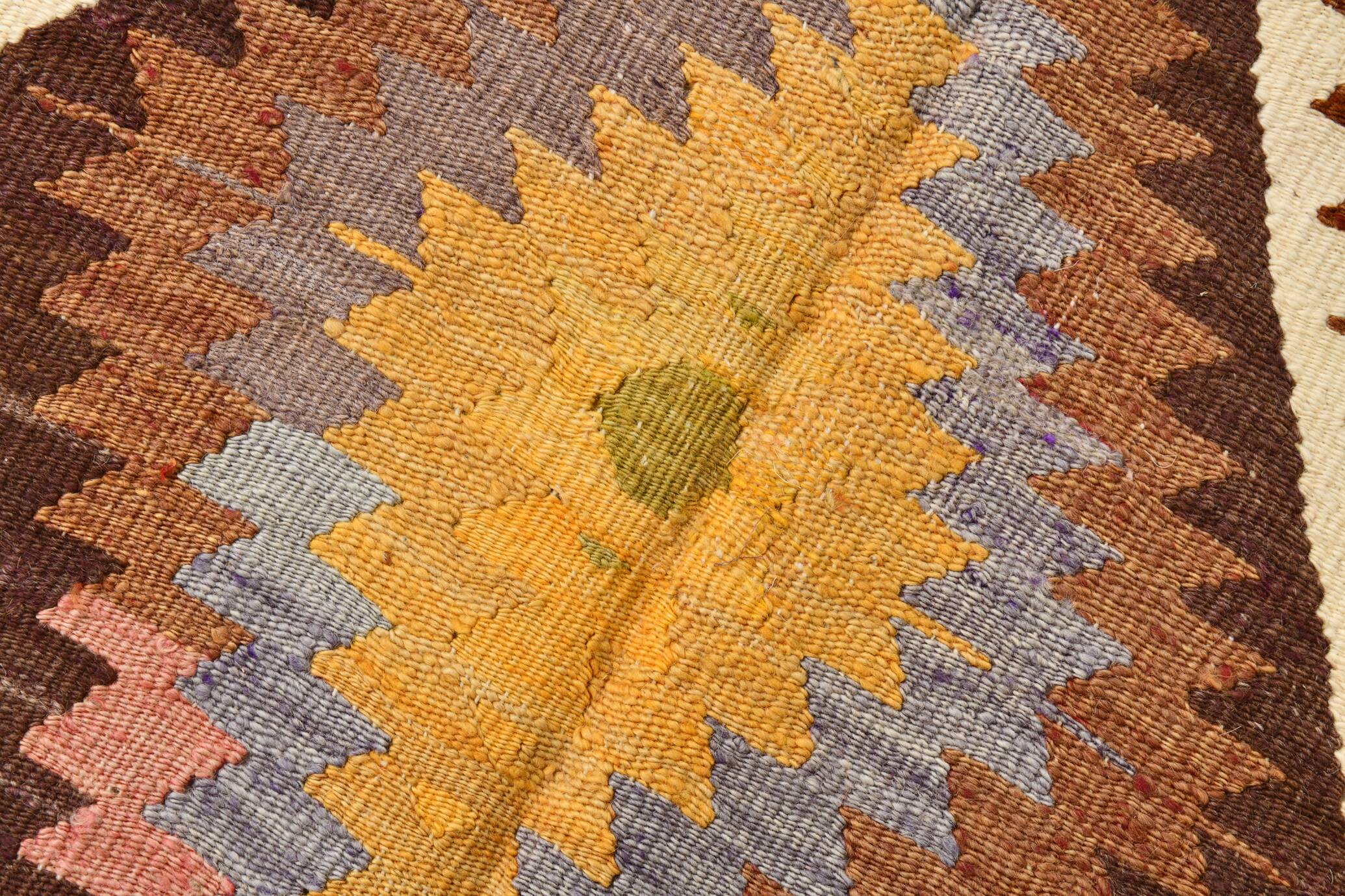 5x10 Kilim Mustard Yellow Geometric Style Area Vintage Kilim Rug,152x296 Cm