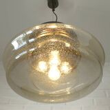 Vintage Brutalist Light X Large Glass Pendant Lamp Mid Century Modern 1980