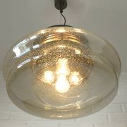 Vintage Brutalist Light X Large Glass Pendant Lamp Mid Century Modern 1980