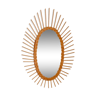 Miroir soleil ovale en rotin 1960 62x45cm