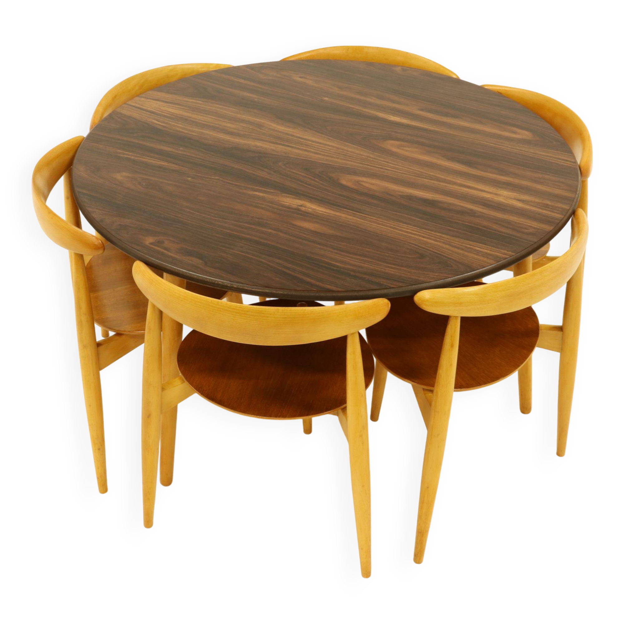 Heart dining set, designed by Hans Wegner for Fitz Hansen,  Denmark 1960s