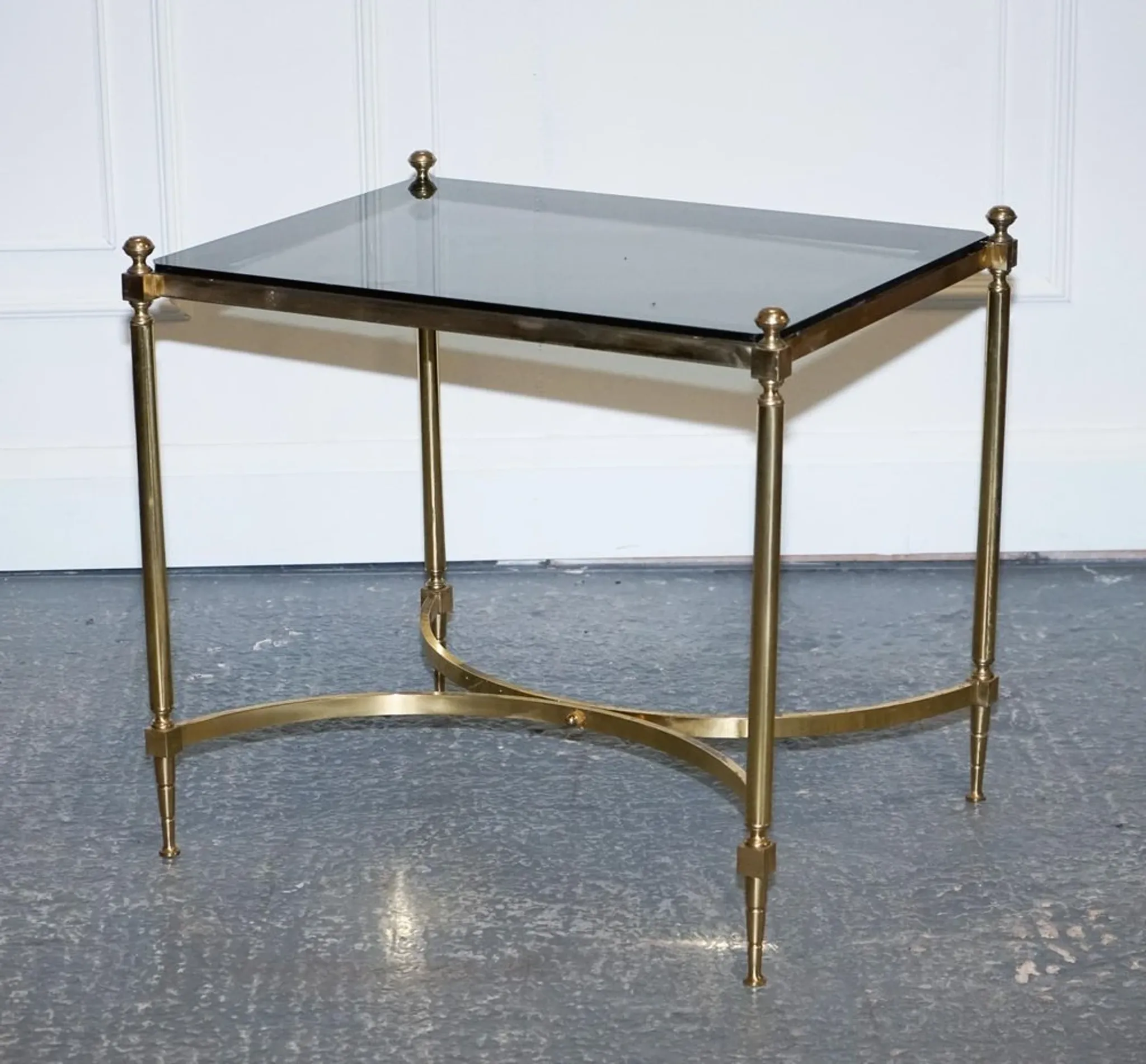 Hollywood Regency Coffee Table in Brass and Smoked Glass, France, 1960s