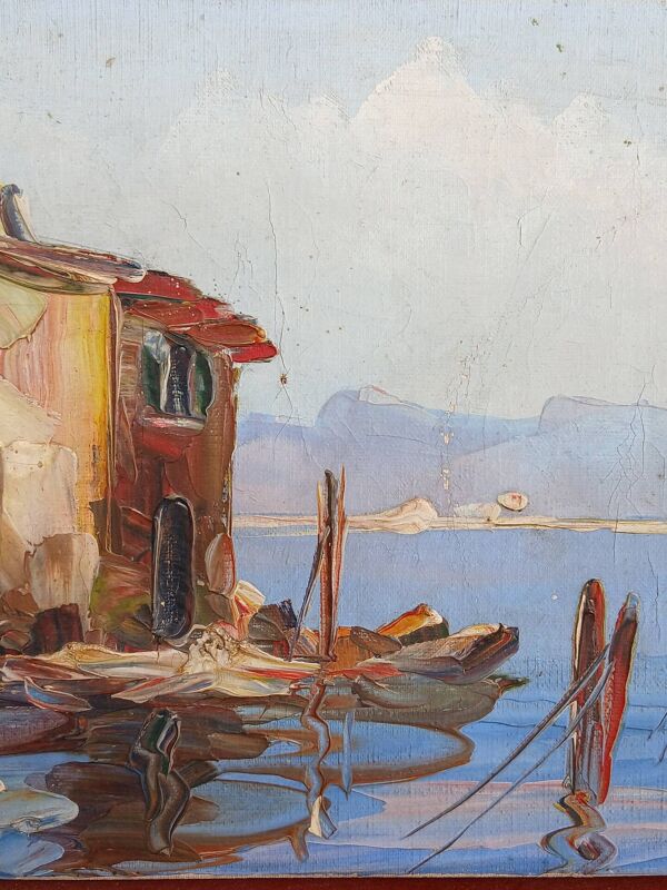 Peinture port de pêche Méditerranéen