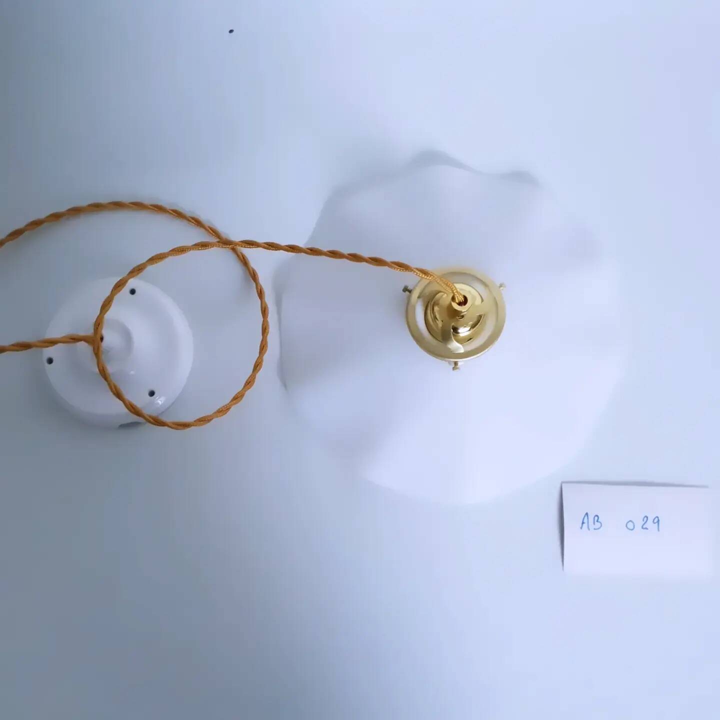 Wavy white opaline pendant light 1960 1970