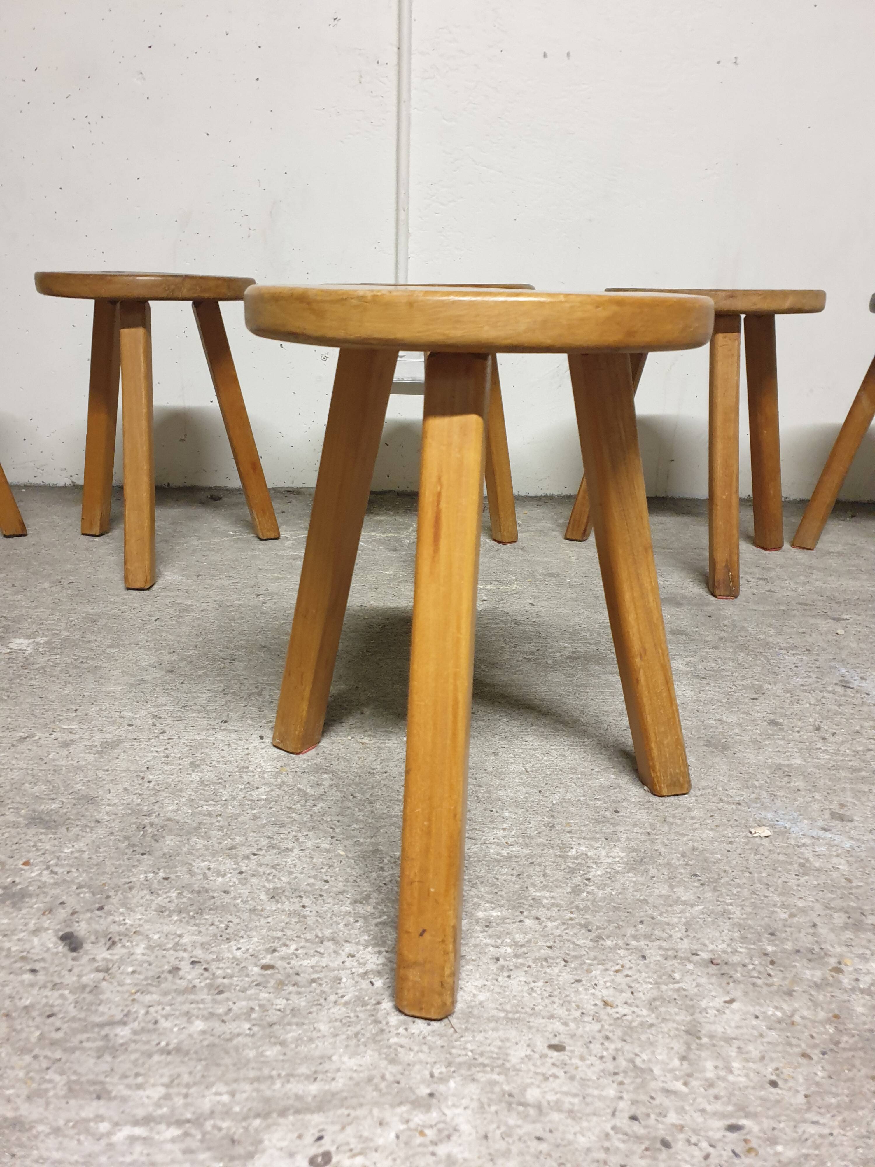Mid-century wooden tripod stool